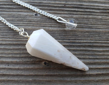 Load image into Gallery viewer, SCOLECITE Natural Stone Gemstone Faceted Pendulum