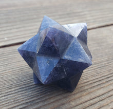 Load image into Gallery viewer, LARGE 12 Point GEMSTONE MERKABA Star Natural Iolite Rare (One)
