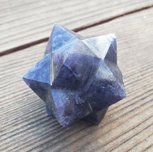 Load image into Gallery viewer, LARGE 12 Point GEMSTONE MERKABA Star Natural Iolite Rare (One)