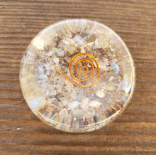 Load image into Gallery viewer, ORGONE LABRADORITE Gemstone Sphere Stand And Worry Stone