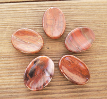 Load image into Gallery viewer, RED PETRIFIED WOOD Worry Stone Natural Stone Hand Carved Gemstone Worry Stone