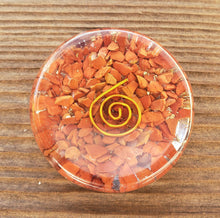 Load image into Gallery viewer, ORGONE RED JASPER Gemstone Sphere Stand And Worry Stone