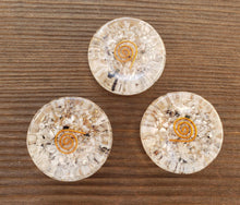 Load image into Gallery viewer, ORGONE RAINBOW MOONSTONE Gemstone Sphere Stand And Worry Stone