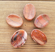 Load image into Gallery viewer, RED PETRIFIED WOOD Worry Stone Natural Stone Hand Carved Gemstone Worry Stone