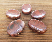 Load image into Gallery viewer, RED PETRIFIED WOOD Worry Stone Natural Stone Hand Carved Gemstone Worry Stone