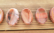 Load image into Gallery viewer, RED PETRIFIED WOOD Worry Stone Natural Stone Hand Carved Gemstone Worry Stone