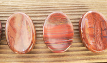 Load image into Gallery viewer, RED PETRIFIED WOOD Worry Stone Natural Stone Hand Carved Gemstone Worry Stone