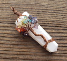 Load image into Gallery viewer, SCOLECITE COPPER Flat Point Tree Of Life Pendant Gemstone