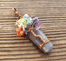 Load image into Gallery viewer, BLUE AVENTURINE COPPER Flat Point Tree Of Life Pendant Gemstone