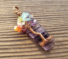 Load image into Gallery viewer, FLUORITE COPPER Flat Point Tree Of Life Pendant Gemstone