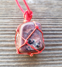 Load image into Gallery viewer, RED TIGER EYE Netted (Macrame) Tumbled Stone Pendant Stone Natural Gemstone