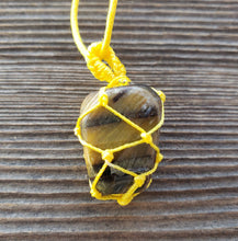 Load image into Gallery viewer, TIGER EYE Netted (Macrame) Tumbled Stone Pendant Stone Natural Gemstone