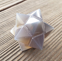 Load image into Gallery viewer, LARGE 12 Point GEMSTONE MERKABA Star Natural Grey Agate Rare (One)
