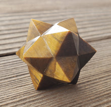Load image into Gallery viewer, LARGE 12 Point GEMSTONE MERKABA Star Natural Tiger Eye Rare (One)