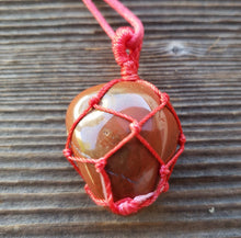 Load image into Gallery viewer, RED JASPER Netted (Macrame) Tumbled Stone Pendant Stone Natural Gemstone