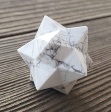 Load image into Gallery viewer, LARGE 12 Point GEMSTONE MERKABA Star Natural Howlite Rare (One)