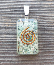 Load image into Gallery viewer, ORGONE CHRYSOPRASE Gemstone Rectangle Pendant Orgone (One)