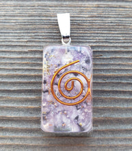 Load image into Gallery viewer, ORGONE LEPIDOLITE Gemstone Rectangle Pendant Orgone (One)
