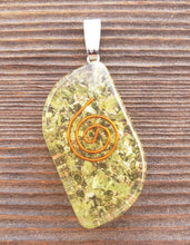 Load image into Gallery viewer, ORGONE PERIDOT Gemstone Eye Shaped Pendant Orgone (One)