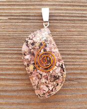 Load image into Gallery viewer, ORGONE RHODONITE Gemstone Eye Shaped Pendant Orgone (One)