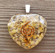 Load image into Gallery viewer, ORGONE CITRINE Gemstone Heart Shaped Pendant Orgone (One)