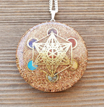 Load image into Gallery viewer, ORGONE COPPER CHAKRA Mandala Gemstone Round Shaped Pendant Orgone (One)