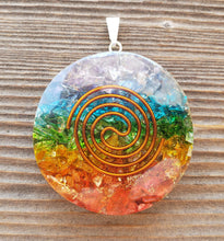 Load image into Gallery viewer, ORGONE 7 CHAKRA LAYERED Round (Type 2) Gemstone Round Shaped Pendant Orgone (One)
