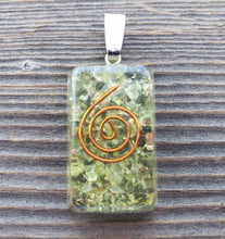 Load image into Gallery viewer, ORGONE PERIDOT Gemstone Rectangle Pendant Orgone (One)