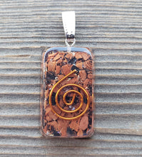 Load image into Gallery viewer, ORGONE MAHOGANY OBSIDIAN Gemstone Rectangle Pendant Orgone (One)
