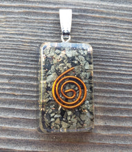 Load image into Gallery viewer, ORGONE PYRITE Gemstone Rectangle Pendant Orgone (One)