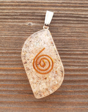 Load image into Gallery viewer, ORGONE SUNSTONE Gemstone Eye Shaped Pendant Orgone (One)