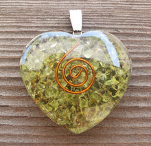 Load image into Gallery viewer, ORGONE PERIDOT Gemstone Heart Shaped Pendant Orgone (One)