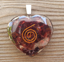 Load image into Gallery viewer, ORGONE GARNET Gemstone Heart Shaped Pendant Orgone (One)