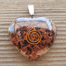 Load image into Gallery viewer, ORGONE MAHOGANY OBSIDIAN Gemstone Heart Shaped Pendant Orgone (One)