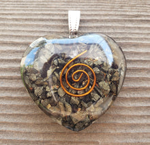 Load image into Gallery viewer, ORGONE PYRITE Gemstone Heart Shaped Pendant Orgone (One)