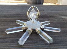 Load image into Gallery viewer, FULL CLEAR QUARTZ Spinning Merkaba Energy Generator Natural Gemstone