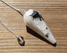Load image into Gallery viewer, RAINBOW MOONSTONE Natural Stone Gemstone Faceted Pendulum