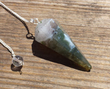 Load image into Gallery viewer, MOSS AGATE Natural Stone Gemstone Faceted Pendulum