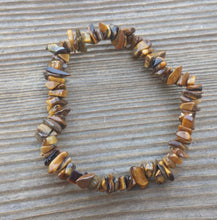 Load image into Gallery viewer, TIGER EYE Natural Stone Gemstone Stretchy Chip Bracelet