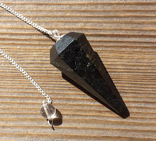 Load image into Gallery viewer, BLACK TOURMALINE Natural Stone Gemstone Faceted Pendulum