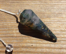 Load image into Gallery viewer, MOSS AGATE Natural Stone Gemstone Faceted Pendulum