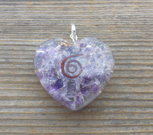 Load image into Gallery viewer, ORGONE AMETHYST Gemstone Heart Shaped Pendant Orgone (One)