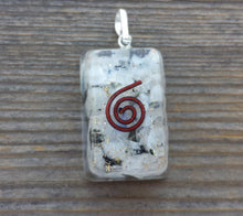 Load image into Gallery viewer, ORGONE RAINBOW MOONSTONE Gemstone Rectangle Pendant Orgone (One)