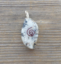 Load image into Gallery viewer, ORGONE RAINBOW MOONSTONE Gemstone Eye Shaped Pendant Orgone (One)