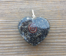 Load image into Gallery viewer, ORGONE BLACK TOURMALINE Gemstone Heart Shaped Pendant Orgone (One)
