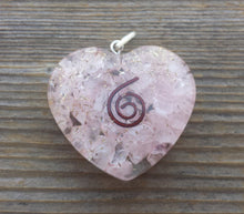 Load image into Gallery viewer, ORGONE ROSE QUARTZ Gemstone Heart Shaped Pendant Orgonite (One)
