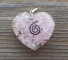 Load image into Gallery viewer, ORGONE ROSE QUARTZ Gemstone Heart Shaped Pendant Orgonite (One)