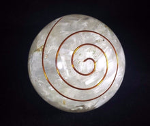 Load image into Gallery viewer, LARGE (60-70mm) SELENITE stone Orgone Gemstone Sphere Orgone Sphere