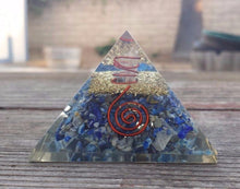 Load image into Gallery viewer, Extra Large (70-75mm) LAPIS LAZULI STONE Orgone Gemstone Pyramid X-Large Pyramid Orgone