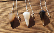 Load image into Gallery viewer, GREY AGATE Natural Stone Gemstone Faceted Pendulum